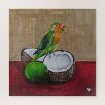 Lovebird's Tropiska Fiesta-målning av Alfred Fox