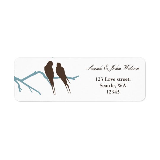 lovebirdsmockabröllop, returadressetikett returadress etikett