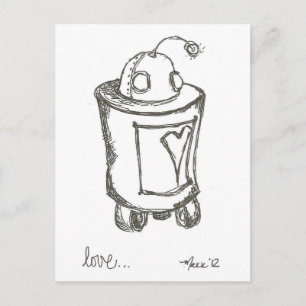 Lovebot Robot Kärlek vykort