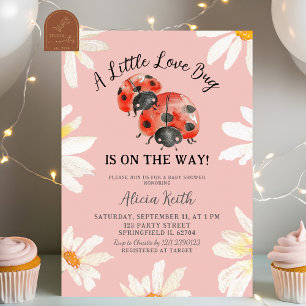 Lovebug Baby Shower för rosa Minimalist-Daisy Inbjudningar