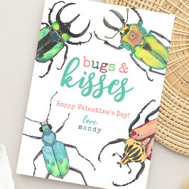 Lovebug Bugs och Kyssar Akvarell Alla Hjärtans Dag Julkort