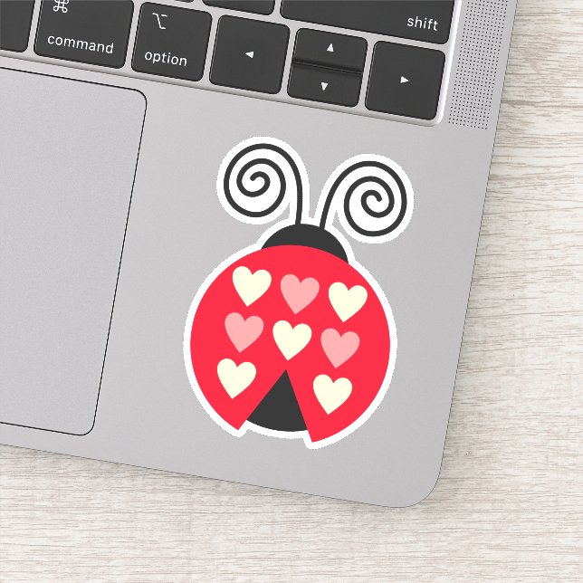 Lovebug Hearts Ladybug Die Klipp ut etikett Decal  (Detalj)