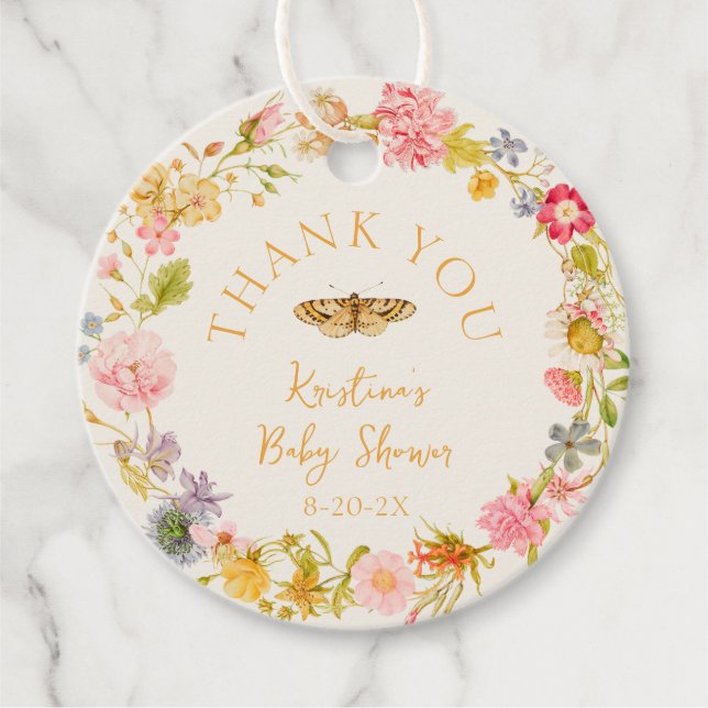 Lovebug Vintage WildblomBaby Shower Gåvor Etiketter (Framsida)