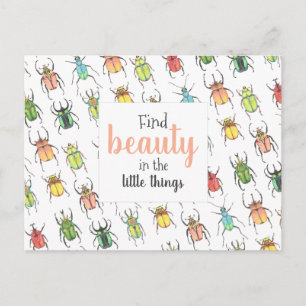 Lovebugs Watercolor Beetles Hitta skönhet Vykort
