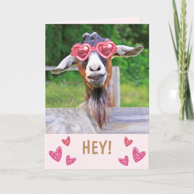 Lovecking Goat Valentine Day Helgkort (Framsida)