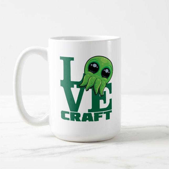 Lovecraft Baby Cthulhu Design - Spooky Cute Kärlek Kaffemugg (Vänster)