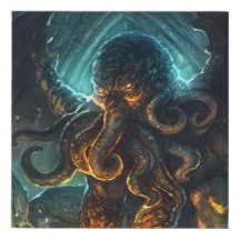 Lovecraft Cthulhu faux inlindad canvas print