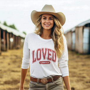 LOVED AV CHRIST Valentine Scripture Kvinnor White T Shirt