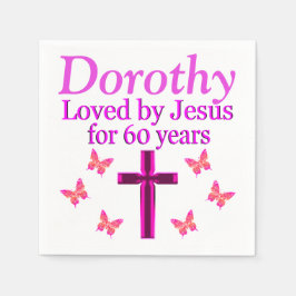 LOVED AV JESUS 60 BIRTHDAY PERSONLIG NAPKINS PAPPERSSERVETT