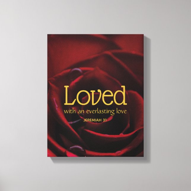 LOVED Christian Valentines Röd ros Canvastryck (Framsida)