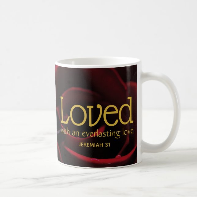 LOVED Guds Kärlek | RÖD ROS | Christian Valentine Kaffemugg (Höger)