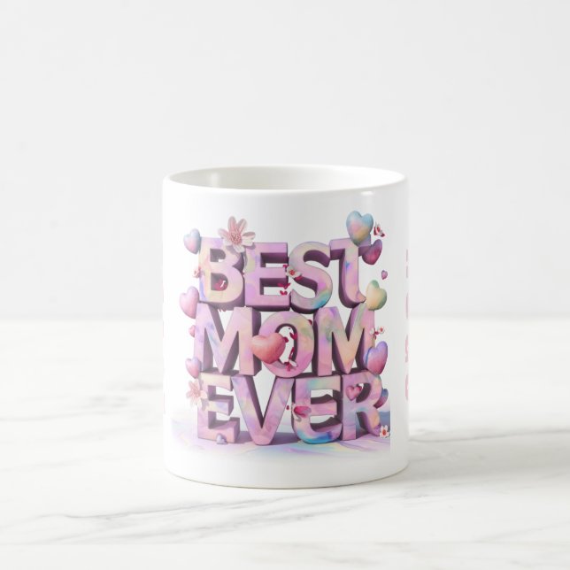 *~ Loved + Hugs Mor Day Hearts 3-d Flowers AP72 Kaffemugg (Center)