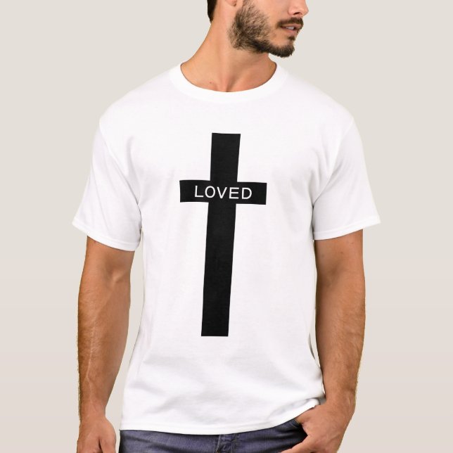 Loved - John 3:16 (KJV) Bible Verse Kor Manar T Shirt (Framsida)