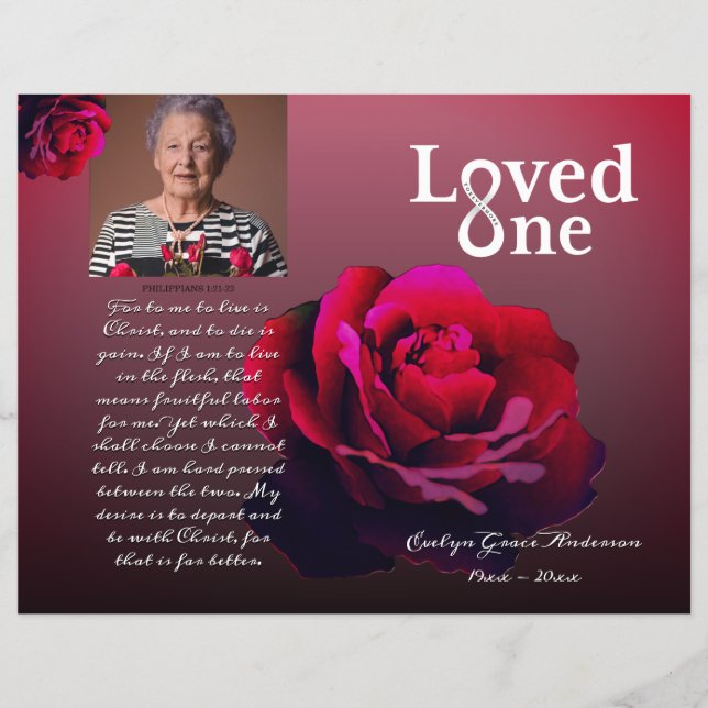 Loved One Red Rose Memorial Service Program (Framsidan)