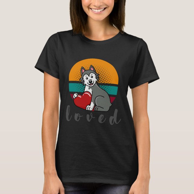 Loved Siberian husky Valentines day T Shirt (Framsida)