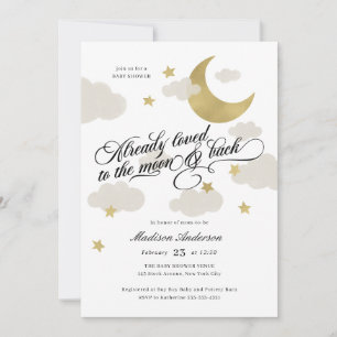 Loved to Måne and Back Baby Shower Guld Stars