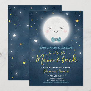 Loved to the Måne and Back Baby Shower bjudan Inbjudningar
