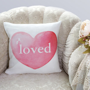 Loved Watercolor Heart Kudde