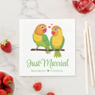 Lovefåglar Bröllop Love birds Bröllop Ny gifta Pappersservett