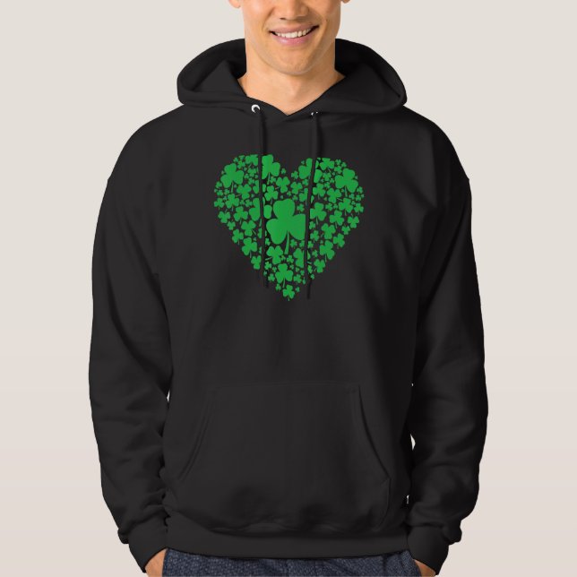 Loveicon Grönt Shamrocks St patrick's day Irish Hoodie (Framsida)