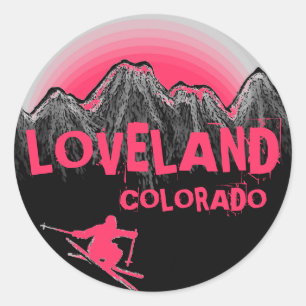Loveland Colorado rosa ski-klistermärken Runt Klistermärke