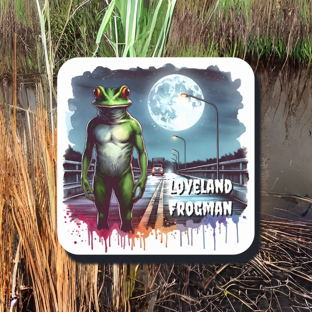Loveland Frogman | Ohio Cryptid Fyrkantigt Klistermärke (Skapare uppladdad)