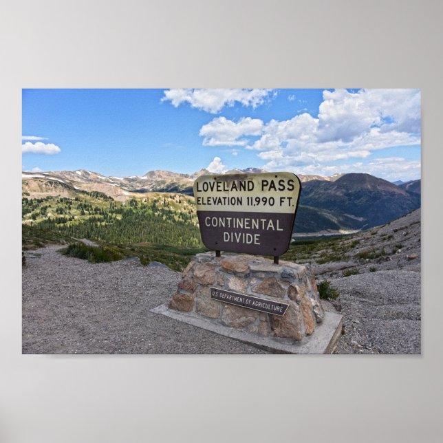 Loveland Pass Sign, Colorado Poster (Framsidan)