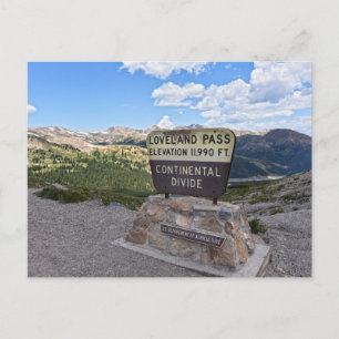 Loveland Pass Sign, Colorado Vykort