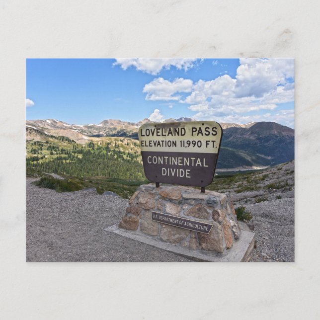 Loveland Pass Sign, Colorado Vykort (Framsida)