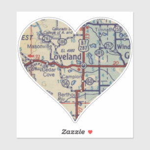 Loveland Vintage Karta Sticker Klistermärken