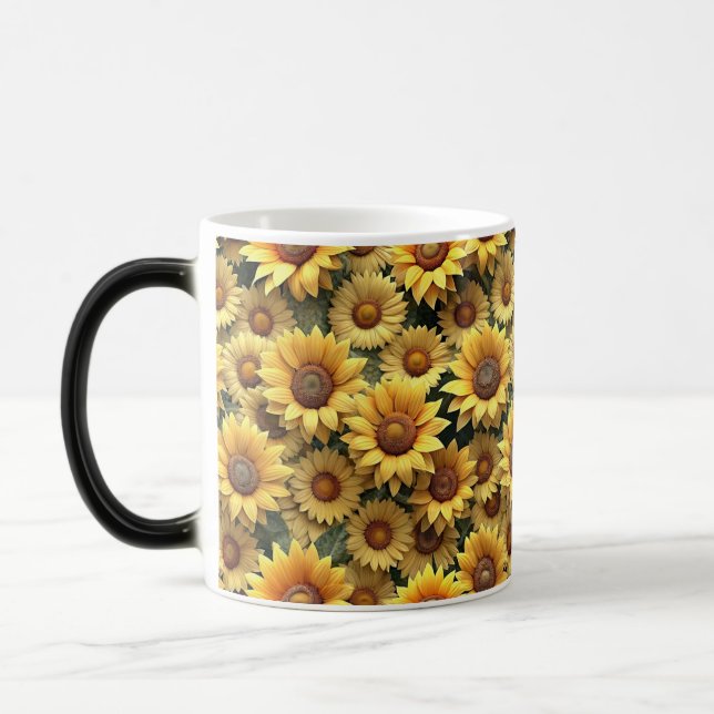 Lovely 3D Sunflowers Magisk Mugg (Vänster)