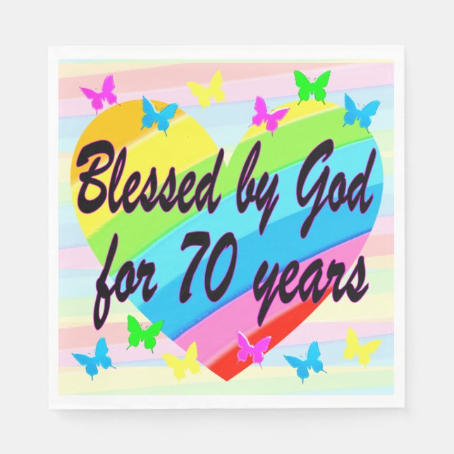 LOVELY 70 BIRTHDAY BLESSINGS PARTY NAPKINS PAPPERSSERVETT (Framsidan)