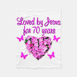 LOVELY 70 BIRTHDAY ROSA BLOMMIGT PHOTO DESIGN FLEECEFILT