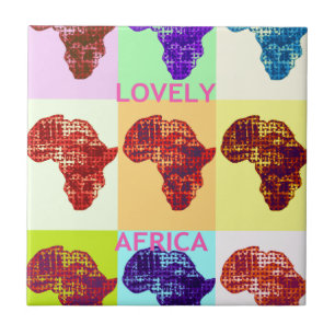 LOVELY AFRIKA färglös karta-design Kakelplatta