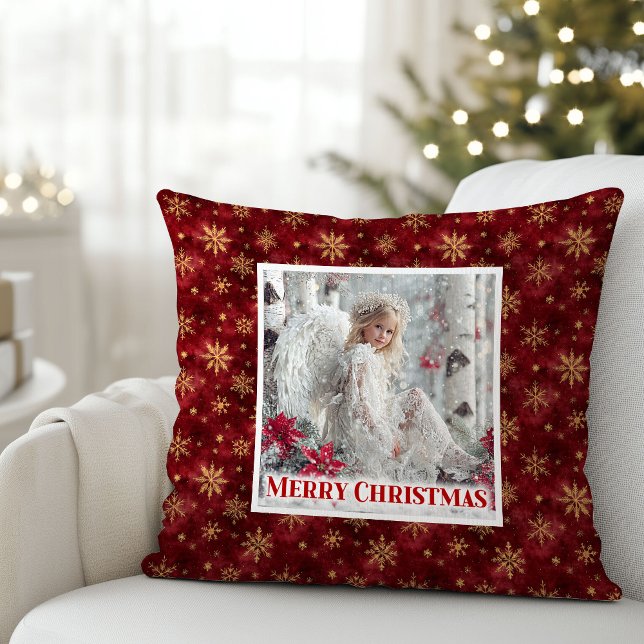 Lovely Angel Red Gold Personalized Best Christmas  Kudde (Lovely Angel Red Gold Personalized Best Christmas Pillow

)