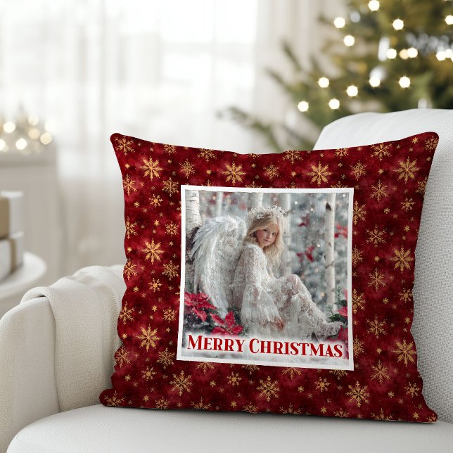 Lovely Angel Red Gold Personalized Custom Christma Kudde (Lovely Angel Red Gold Personalized Custom Christmas Pillow

)