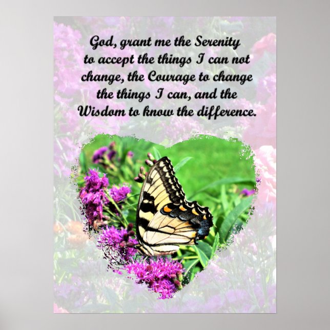 LOVELY BLOMMIGT OCH SMÖR SERENITY PRAYER POSTER (Framsidan)