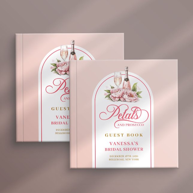 Lovely blush and gold petals prosecco guest book gästböcker (Lovely blush and gold petals prosecco guest book)