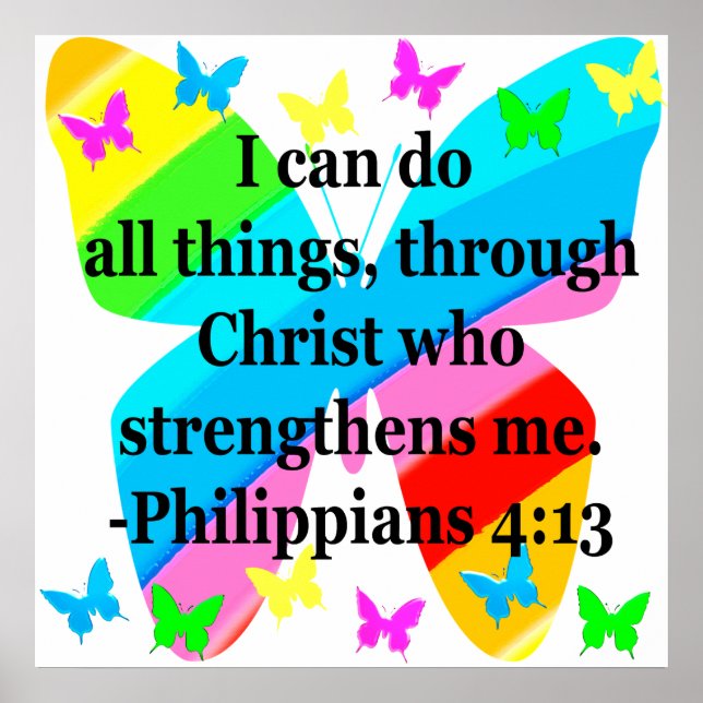 LOVELY BUTTERFLY PHILIPPIANS 4:13 COLORFUL POSTER (Framsidan)