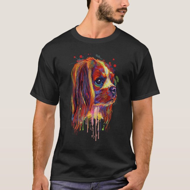 Lovely Cavalier I Miss You Too Splash Art T Shirt (Framsida)