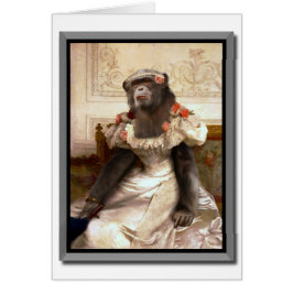 Lovely Chimp in Gown Hälsningskort