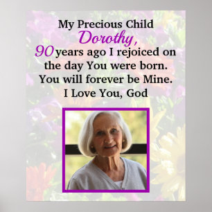 LOVELY CHRISTIAN PERSONLIG 90:E BIRTHDAY PHOTO POSTER
