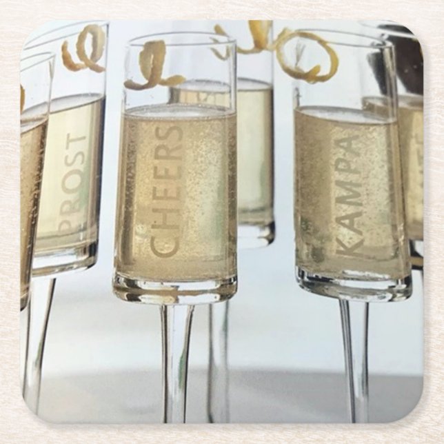 LOVELY *CHRISTMAS CHAMPAGNE* UNDERLÄGG PAPPER KVADRAT (Framsidan)