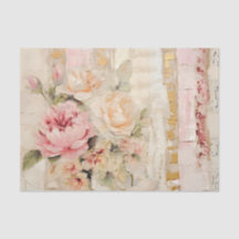 Lovely Collage of Painted Florals on Paper Layers