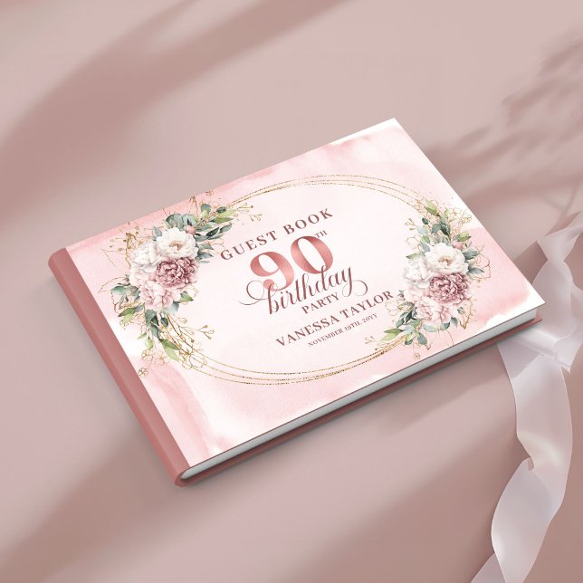 Lovely Dusty Pink Gold Eucalyptus 90th Birthday  Gästböcker (Lovely Dusty Pink Gold Eucalyptus 90th Birthday Guest Book

)