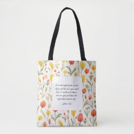 Lovely Floral John 8:12 Tote Bag Tygkasse