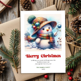 Lovely funny snowman classic Christmas greeting Julkort