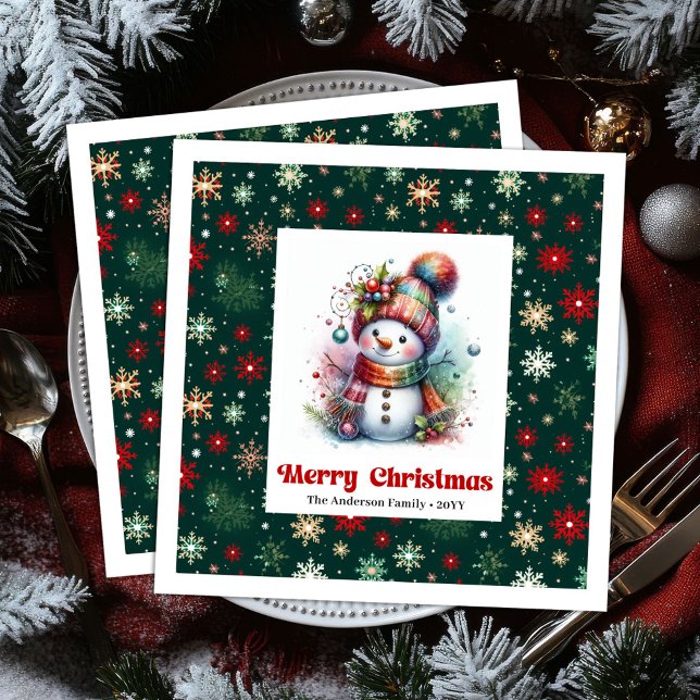 Lovely funny snowman with snowflakes kids napkins pappersservett (Lovely funny snowman with snowflakes kids napkins)