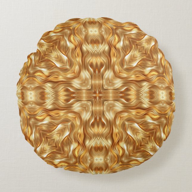 Lovely golden abstract pattern rund kudde (Framsidan)