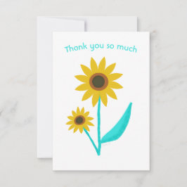 Lovely Hand Drawn Digital Sweet Sunflower Tack Kort
